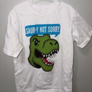 Children’s place white dinosaur graphic tee saury not sorry  boys s 5/6